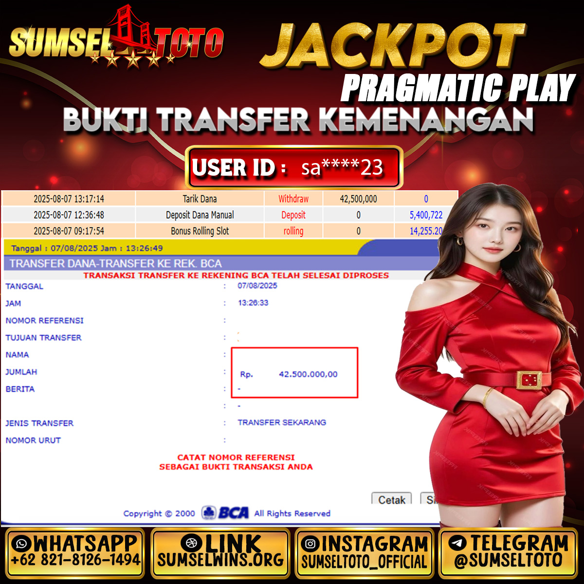 SUMSELTOTO JACKPOT SLOT GATES OF OLYMPUS 1000 Rp.42,500,000.,- LUNAS